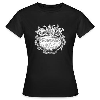 Kessel Magisch Hexe Halloween - Frauen T-Shirt - Schwarz - Vorne - AI Model Female 172 dark (172cm)