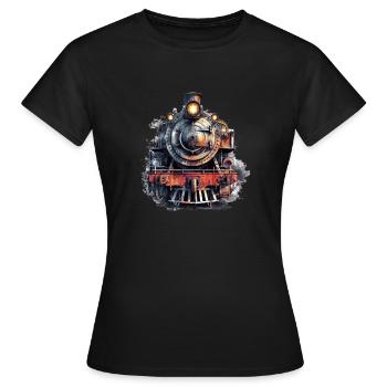 Eine Dampflokomotive ist wie eine Zeitreise - Frauen T-Shirt - Schwarz - Vorne - AI Model Female 172 dark (172cm)