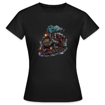 Passion for a steam locomotive - Women's T-Shirt - black - Front - AI Model Female 172 dark (172cm)