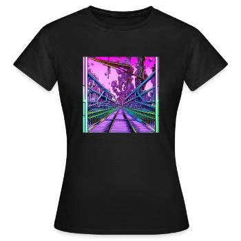 Surreale Welt mit Schienen - Frauen T-Shirt - Schwarz - Vorne - AI Model Female 172 dark (172cm)