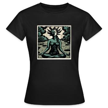 Yoga Padmasana green - Frauen T-Shirt - Schwarz - Vorne - AI Model Female 172 dark (172cm)