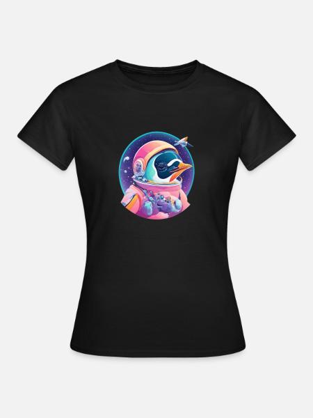 Weltraumpinguin - Frauen T-Shirt - Schwarz