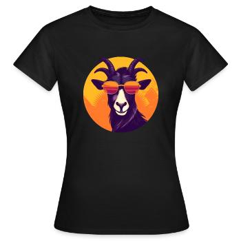 Ziege mit Sonnenbrille, gehörntes Säugetier, Ziege - Frauen T-Shirt - Schwarz - Vorne - AI Model Female 172 dark (172cm)