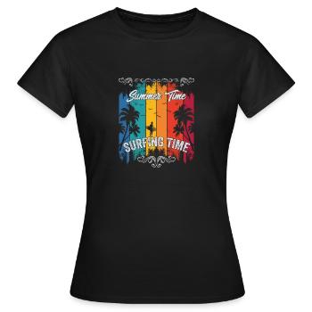 Summer Time Surfing Time - Frauen T-Shirt - Schwarz - Vorne - AI Model Female 172 dark (172cm)