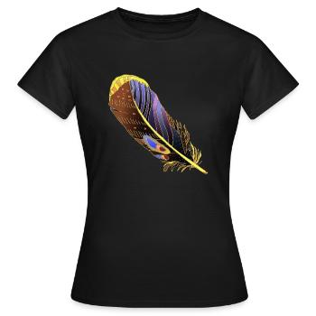 Feder - Frauen T-Shirt - Schwarz - Vorne - AI Model Female 172 dark (172cm)