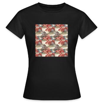 Asiatique Motif sans couture Peinture chinoise japonaise - T-shirt Femme - noir - Devant - AI Model Female 172 dark (172cm)