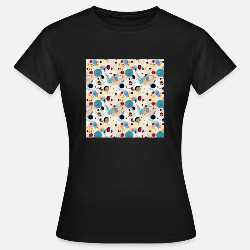 Abstract Seamless Pattern Shapes Lines Modern Art - Women's T-Shirt - black