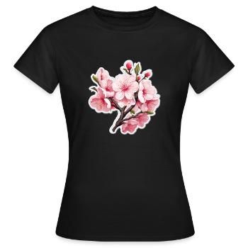 Fleur de cerisier - T-shirt Femme - noir - Devant - AI Model Female 172 dark (172cm)