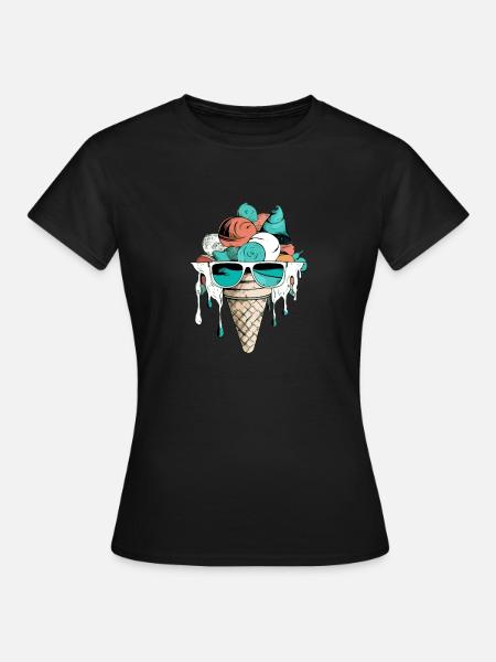 Erdbeer-Minz-Vanille-Eis - Frauen T-Shirt - Schwarz
