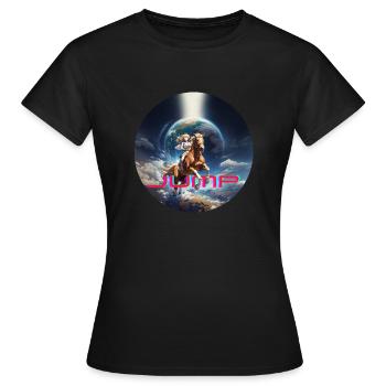 earth show jumping jump - Frauen T-Shirt - Schwarz - Vorne - AI Model Female 172 dark (172cm)