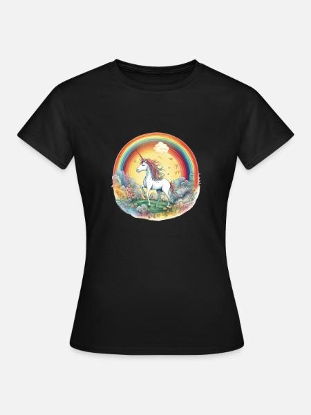 Enchanted Rainbow: Licorne magique - T-shirt Femme - noir