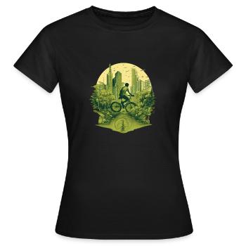 Cycliste urbain : pédaler sur des villes respectueuses de l’environnement - T-shirt Femme - noir - Devant - AI Model Female 172 dark (172cm)