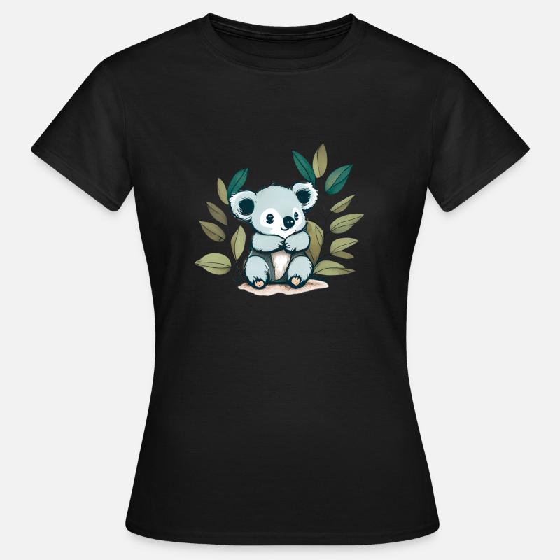 Koala bear with eucalyptus leaves - Women's T-Shirt - black