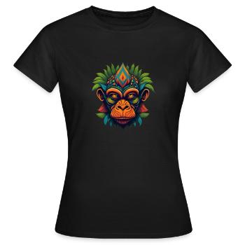 Trippy Affe Primat Dschungel - Frauen T-Shirt - Schwarz - Vorne - AI Model Female 172 dark (172cm)