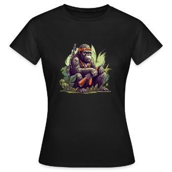 Les forêts tropicales humides sont protégées par des singes - T-shirt Femme - noir - Devant - AI Model Female 172 dark (172cm)