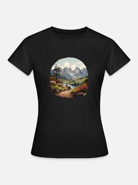 Vintage Hiking Logo - Frauen T-Shirt - Schwarz