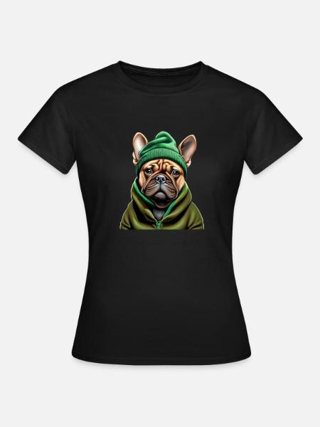 Französische Bulldogge cool - Frauen T-Shirt - Schwarz