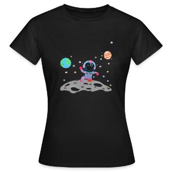 astronaute bleu rose - T-shirt Femme - noir - Devant - AI Model Female 172 dark (172cm)
