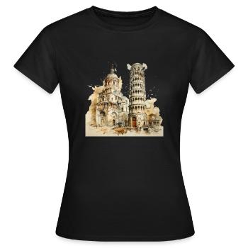 Leaning Tower of Pisa Italy abstract design - Women's T-Shirt - black - Front - AI Model Female 172 dark (172cm)