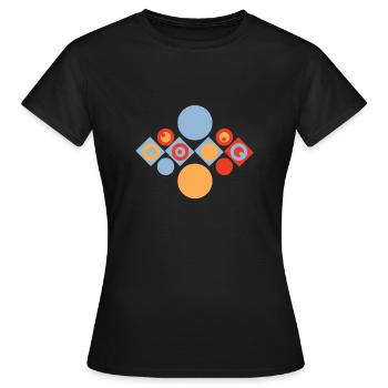 geometrique 1 cercles et carrés couleur updated - T-shirt Femme - noir - Devant - AI Model Female 172 dark (172cm)