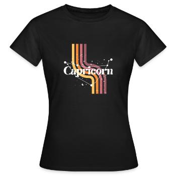 Capricorne horoscope rétro - T-shirt Femme - noir - Devant - AI Model Female 172 dark (172cm)