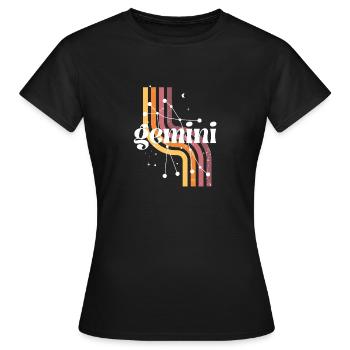 Gemini horoscope rétro - T-shirt Femme - noir - Devant - AI Model Female 172 dark (172cm)
