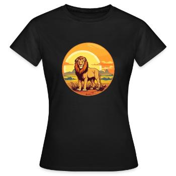 der Löwe in der Savanne - Frauen T-Shirt - Schwarz - Vorne - AI Model Female 172 dark (172cm)