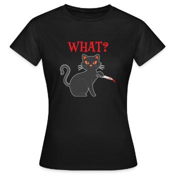 What? - Women's T-Shirt - black - Front - AI Model Female 172 dark (172cm)