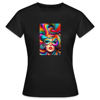 psychedelic woman - Women's T-Shirt - black - Front - AI Model Female 172 dark (172cm)