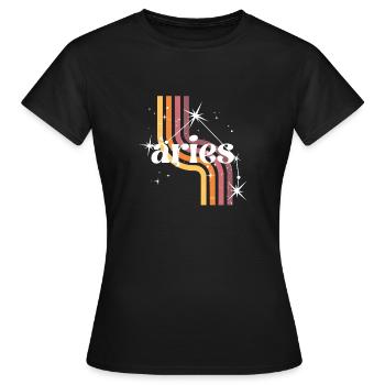 Aries horoscope rétro - T-shirt Femme - noir - Devant - AI Model Female 172 dark (172cm)