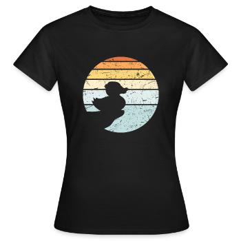 Gummi Quietscheente Bad Ente Klippe Sonne Mond - Frauen T-Shirt - Schwarz - Vorne - AI Model Female 172 dark (172cm)