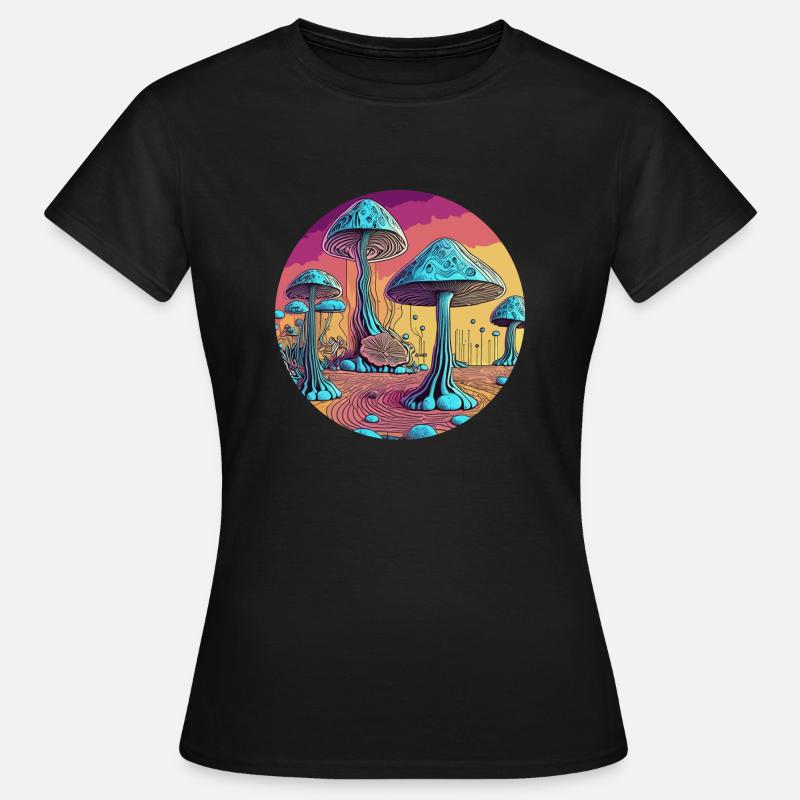 Psychedelic Mushroom Tree Valley - Women's T-Shirt - black