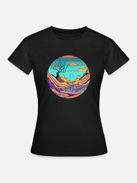 Sonnenaufgang im Psychedelic Valley - Frauen T-Shirt - Schwarz