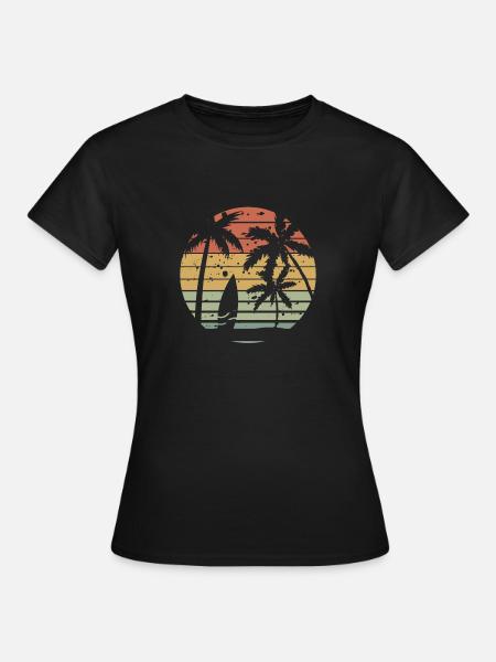 Surfen im Retro-Stil - Frauen T-Shirt - Schwarz