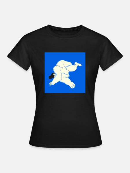 Frauenkörper auf blau - Frauen T-Shirt - Schwarz
