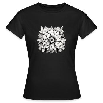 Sonnenblume im Mandala Stil - Frauen T-Shirt - Schwarz - Vorne - AI Model Female 172 dark (172cm)