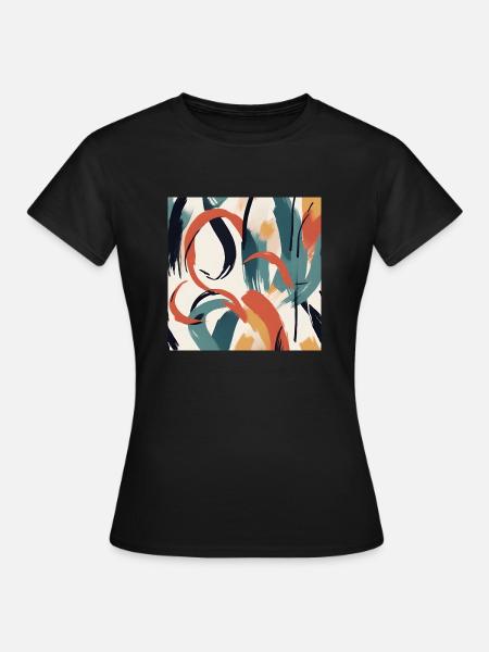 Modernes Pinselstrichdesign - Frauen T-Shirt - Schwarz