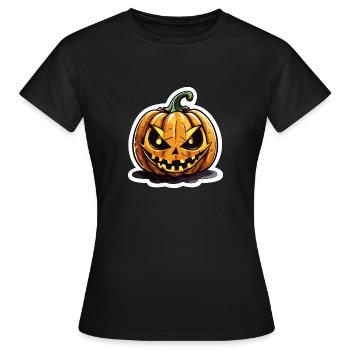 Menacing Jack o' Lantern Pumpkin - Women's T-Shirt - black - Front - AI Model Female 172 dark (172cm)