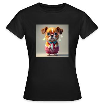 lunettes rouges pour chien - T-shirt Femme - noir - Devant - AI Model Female 172 dark (172cm)