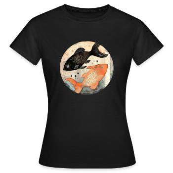 Sternzeichen Fische - Frauen T-Shirt - Schwarz - Vorne - AI Model Female 172 dark (172cm)