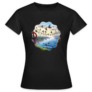 Oiseaux - T-shirt Femme - noir - Devant - AI Model Female 172 dark (172cm)