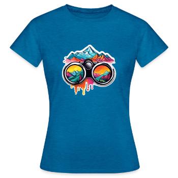 Binoculars / Observation / Observation / Adventure - Women's T-Shirt - antique blue sapphire heather - Front - AI Model Female 172 dark (172cm)