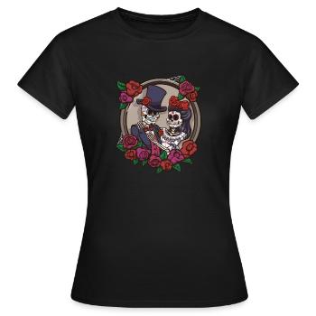 Sugar Skull Squelette Couple - T-shirt Femme - noir - Devant - AI Model Female 172 dark (172cm)