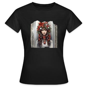 Père Noël réveillon de Noël messe de minuit arbres de Noël cadeaux - T-shirt Femme - noir - Devant - AI Model Female 172 dark (172cm)