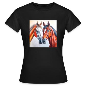 Tête de cheval#Chevaux - T-shirt Femme - noir - Devant - AI Model Female 172 dark (172cm)