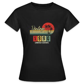 1990 Jubiläumsgeschenk 1990 Limitierte Auflage 1990 - Frauen T-Shirt - Schwarz - Vorne - AI Model Female 172 dark (172cm)