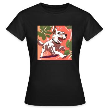 Munterer Anime-Hund im Lauf - Frauen T-Shirt - Schwarz - Vorne - AI Model Female 172 dark (172cm)