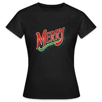 'MERRY' festif - T-shirt Femme - noir - Devant - AI Model Female 172 dark (172cm)