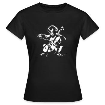 Violoncelle singe orchestre Street Art Banksy Style - T-shirt Femme - noir - Devant - AI Model Female 172 dark (172cm)