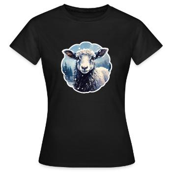 Moutons en hiver - T-shirt Femme - noir - Devant - AI Model Female 172 dark (172cm)